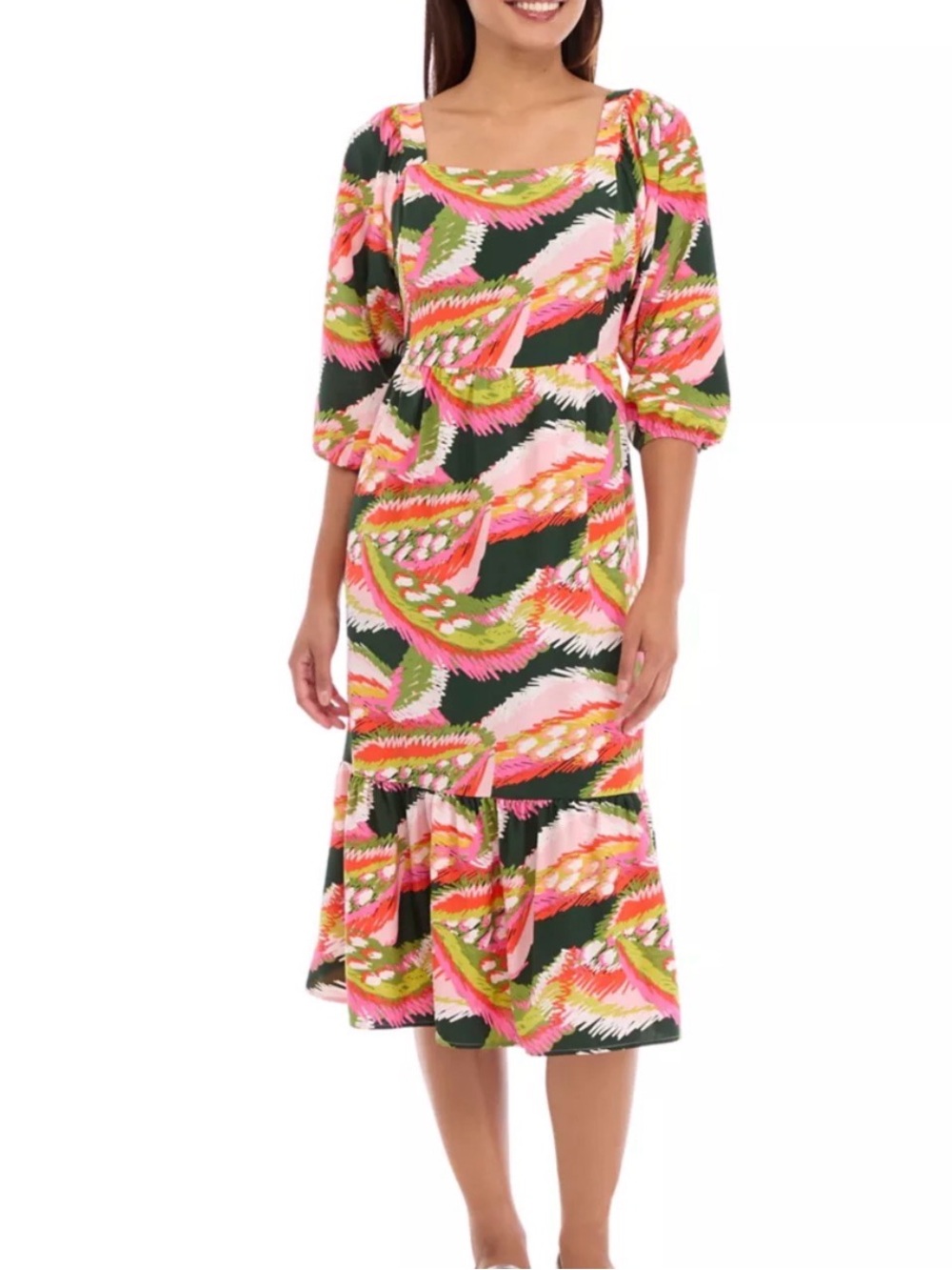 Michelle McDowell Wild Wonder Smocked Tiered Midi Dress Size Medium